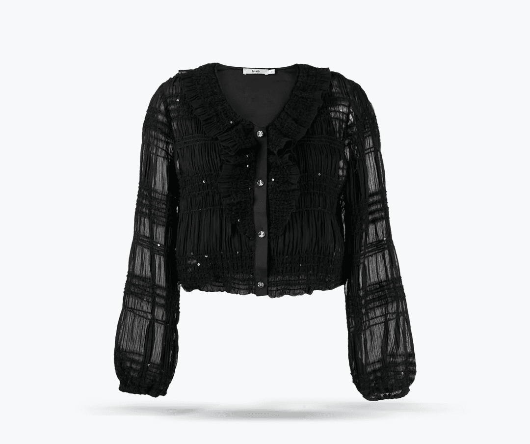 Blouse with strass or trim