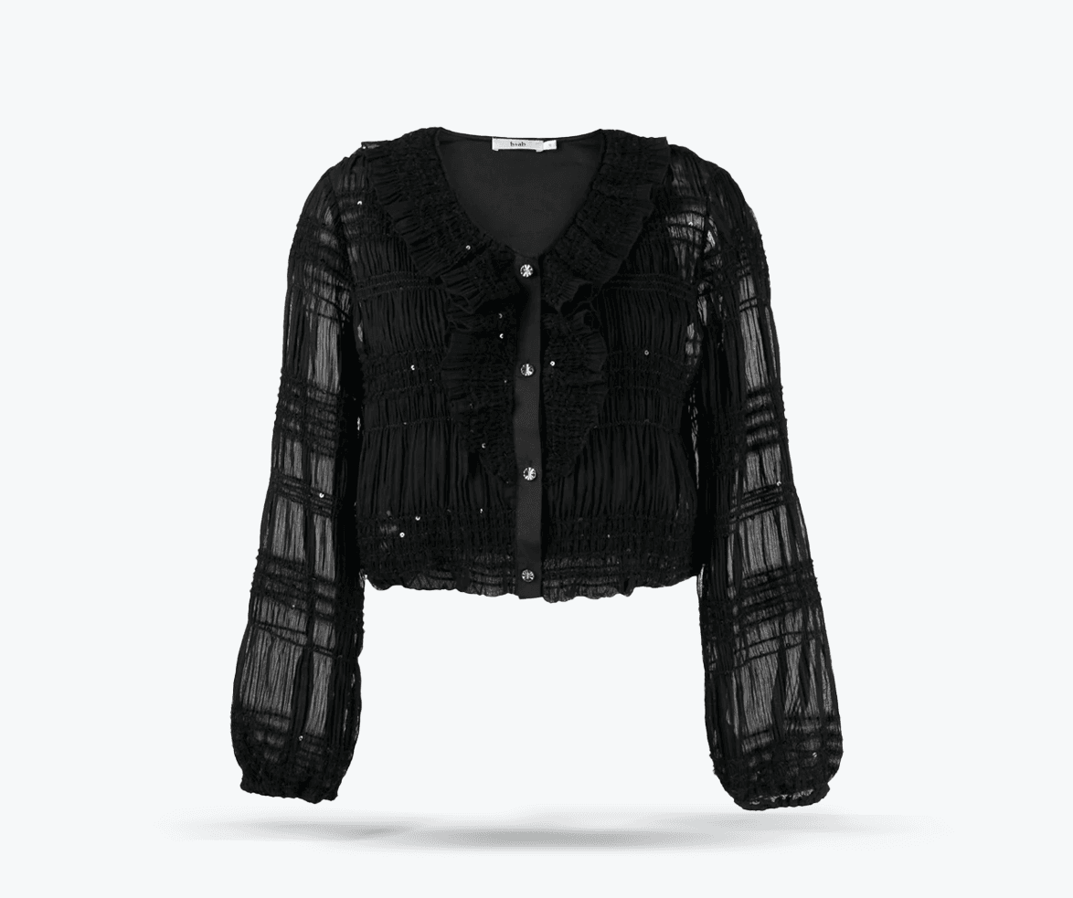 Blouse with strass or trim